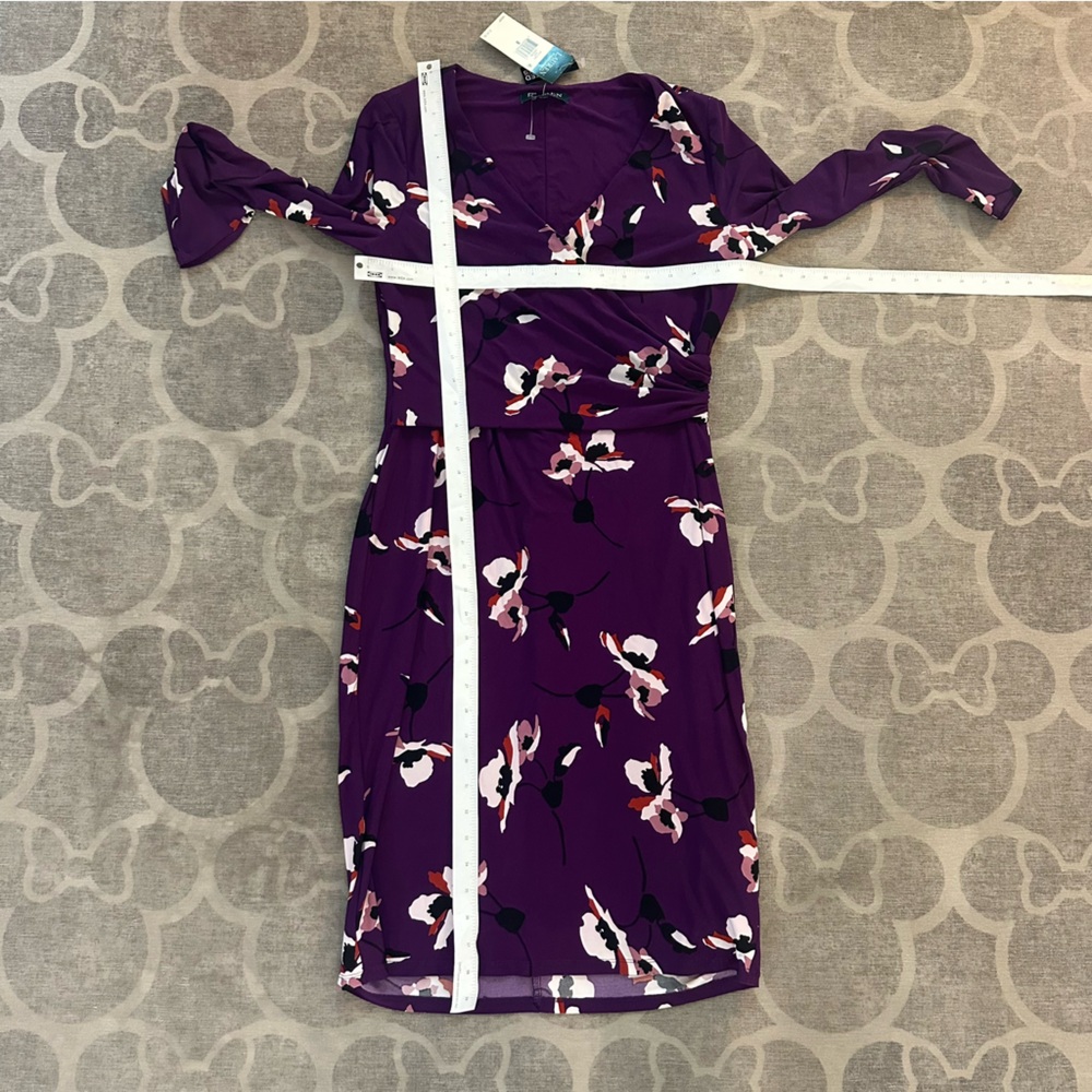 Lauren Ralph Lauren Purple Floral Long Sleeve Dress - Picture 4 of 9